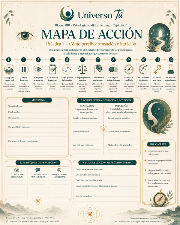 Mapa de acción de la Práctica 1 del Capítulo 16: Cómo percibo: sensación e intuición