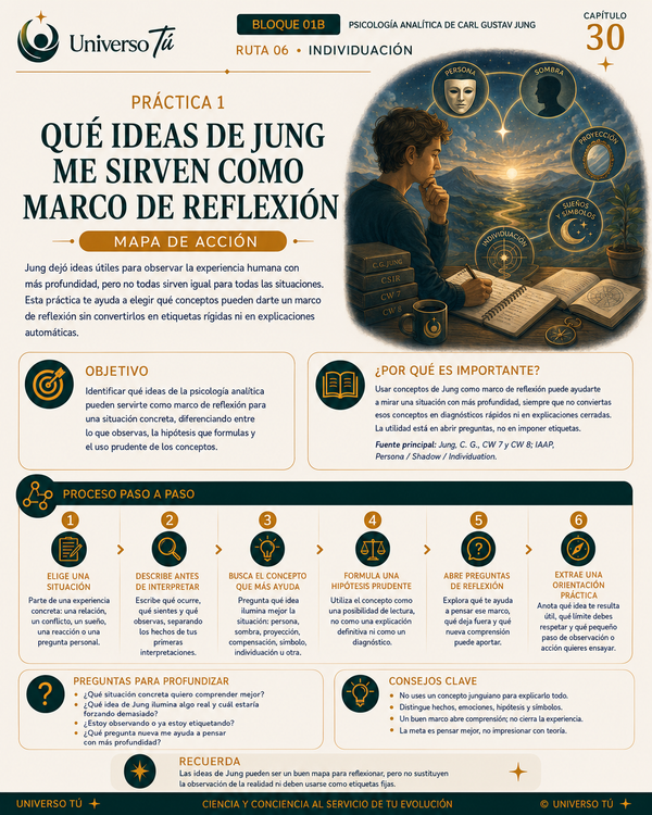 Mapa de acción de la Práctica 1 del Capítulo 30: Qué ideas de Jung me sirven como marco de reflexión